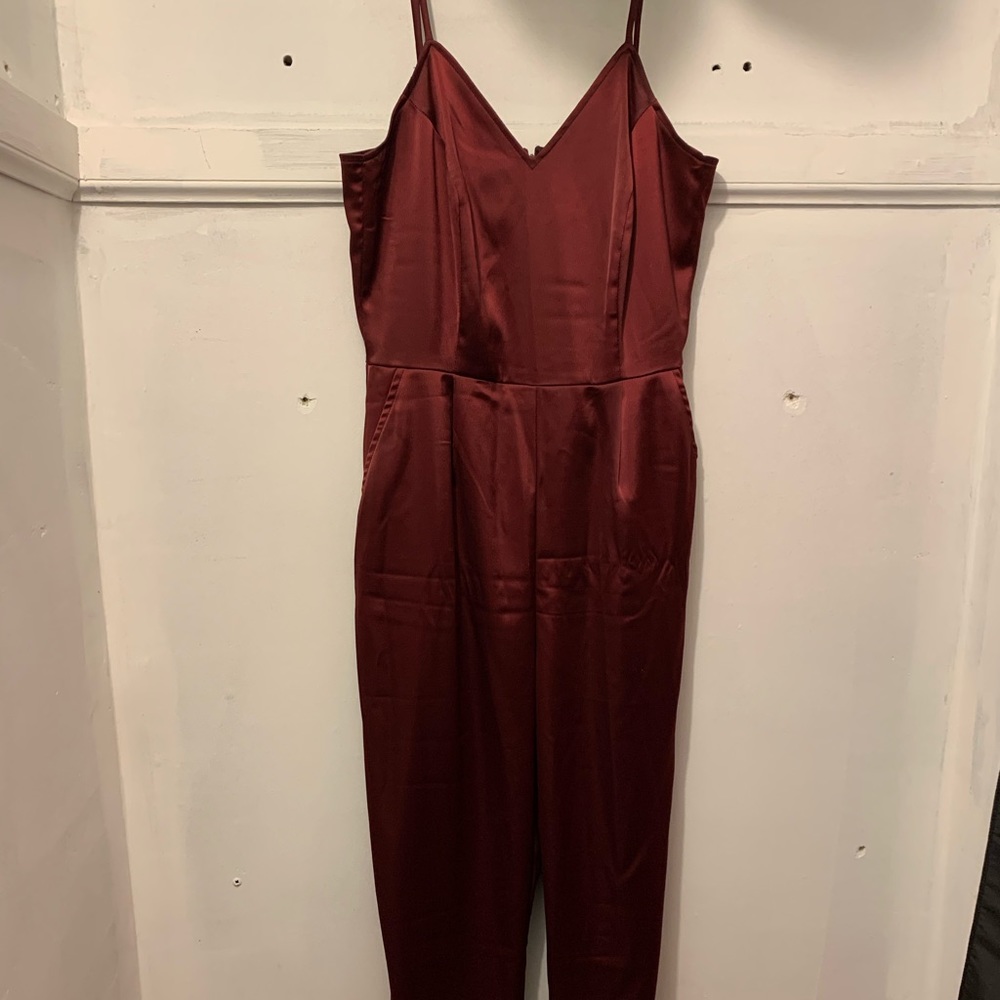 Lulu’s Red Satin Jumpsuit
